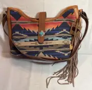 Ariat Tote Bag Aztec Conceal Carry Fringe Shoulder Handbag Western Fringe NWT