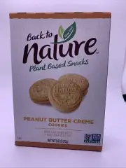 Back To Nature Peanut Butter Creme Cookies 9.6 oz Box Plant Based Snacks Non GMO