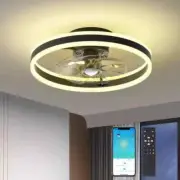 TOZING TOZING 19.6 in. Indoor Black LED Farmhouse Caged Low Profile Flush Mount