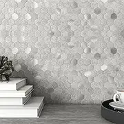 MOFIT Hexagon Peel and Stick Backsplash Tiles Kitchen,Self-Adhesive Metal and Marble Honeycomb Peel and Stick Wall Tiles Sticker Mosaic Heat Resistant(Cement Grey,10sheets)