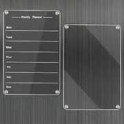 JUNART Acrylic Magnetic Fridge Calendar for Efficient Life Planning, Includes 6 Markers, Magnetic Organizer Pouch and Stain Removing Eraser Board