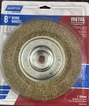 Norton 8” Wire Metal Bench Grinder Wheel for 1/2" and 5/8" Arbor