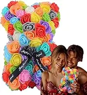 Bear - Handmade Eternal Flower Bear with 100+ Preserved Roses | Elegant Valentine's Day Present for Her, Wedding Centerpiece, Birthday Surprise - Long-Lasting Floral Arrangement for Home & Offic