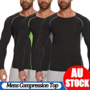 Men Long Sleeve Compression Shirt Base Layer Tight Top Sport Activewear Fitness