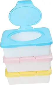 CAXUSD 3Pcs Portable Wipes Dispenser Diaper Wipes Container with Cover Refillable Wipes Holder for Travel Storage Convenient Tissue Storage Random Colors