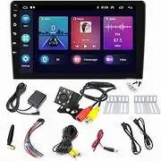 Double Din Car Stereo Radio Android Auto Wireless Apple Carplayer with Rear View Camera TFT Bluetooth 5.0 Mirror Link Gps FM Transmitter Wifi Touchscreen for Various Vehicle Models 40 National Languages (9")