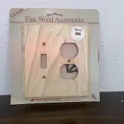 Vtg 1986 Solid Ash Light Wood Combo Light Switch Plate Cover NOS CottageCore