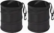 Ginsco 2Packs 1 Gallon Stand Car Trash Can, Open-Top Hanging Small Car Trash Bag with Velcro and Metal Frame, Pop-up Collapsible Trash Bin, Portable Washable Bag for Cars Home Office