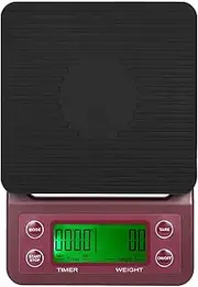 Digital Kitchen Scale Food Scale Coffee Scale with Timer and Tare 3kg/0.1g Accurate Electric Kitchen Scale with Large 5 Units