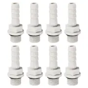 Hose Barb Fitting 7mm Barbed G1/8 Male Thread, 8 Pack Pipe Connector, Grey
