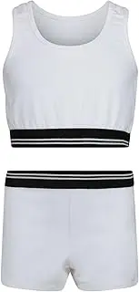 [Generic] Girls Sports Crop TOP & Short Set Back to School 7-13 Years 4 Colours