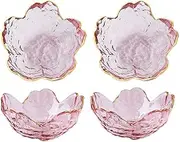 Mozacona 4pcs Glass Sakura Shape Seasoning Dishes Appetizer Plates Dipping Bowls