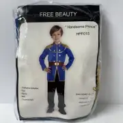 Free Beauty Handsome Prince Costume hpf015 Sz6-7 Boys Top Pants Belt Blue