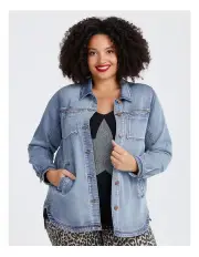 [Taking Shape] Denim Patch Pocket Shacket in Blue