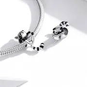 Solid 925 Sterling Silver Jumpy Fun Racoon Pandora Inspired Charm