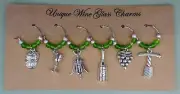 Wine Glass Charms Wine Themed Set #2 Handcrafted Set of 6