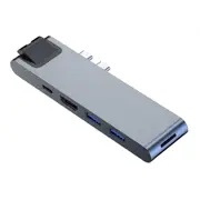 7 in 1 Dual Type-C USB C Hub Adapter With 2 USB 3.0 Ports/4K HD Display Interface/RJ45 Gigabit Port/PD Charging Port/Memory Card Readers For Dual Type-C Devices MacBook