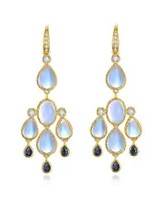 Nina Zhou Jewelry 14K 5.85 ct. tw. Diamond & Moonstone , Sapphire Drop Earrings