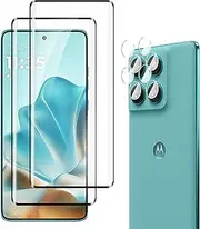 QWFORQW [2+2 Pack for Motorola Edge 60 Fusion Screen Protector + Camera Lens Protector Tempered Glass, 9H HD Anti-Scratch Case Friendly for Motorola Edge 60 Fusion Tempered Glass Film