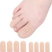 Beautulip Toe Cover Gel Protectors Breathable Toe Sleeves for Missing or Ingrown Toenails, Greek Toe and Hammer Toe PACK of 8 (Beige)