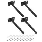 4Pcs 6" x 2" Wall Mounting Floating Shelf Bracket Blind Shelf Support, Black