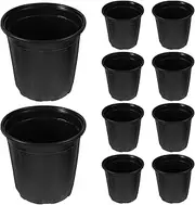 Abaodam 10pcs Black Nursery Pots for Planting Plastic Seedling Containers for Gardening and Nursery Use Elegant Design for Outdoor and Indoor Settings