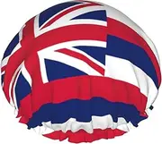 Hawaii Flag Print Various Activities Shower Cap Reusable Soft And Lightweight Bath Hair Cap Long Hair