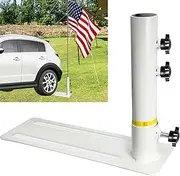 Metal Flagpole Tire Mount, Portable Adjustable Tailgate Flagpole with Tire Stand Fits 1.9'' Flag Pole,Heavy Duty Tire Flag Pole Holder for Car RV Camping Tailgating