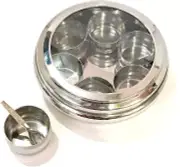 Spice Box Stainless Steel Masala Dabba Spice Container Box with 1 Spoon Clear Li