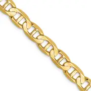 Solid 14K Yellow Gold 22 inch 7mm Concave Anchor with Lobster Clasp Chain Necklace