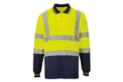 Portwest Mens Hi-Vis Two-Tone Long Sleeve Polo Shirt (Yellow/ Navy) - UTRW5447