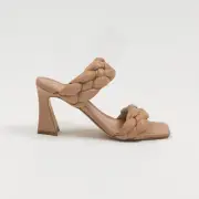 Marc Fisher Women Hammy Braided High Heel Slide Sandals Natural Size 11 240204