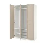 PAX / FLISBERGET wardrobe combination, white/light beige, 150x60x236 cm