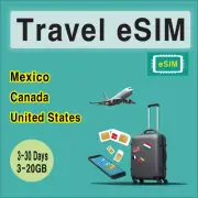 [eSIM] Mexico / Canada /United States Travel SIM Card, 3-30 Days, 3-20GB QR Code