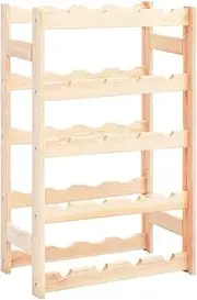 vidaXL Solid Pinewood Wine Rack - Natural and Rustic Design, Holds 20 Bottles, Easy Assembly with Included Mounting Materials, Customizable Finish - 43x25x70 cm