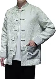 [Generic] Autumn And Winter Tang Suit, Chinese Style Men Retro Jacquard Design Tang Suits Large Size Casual Jackets For Men（Pink,Green）