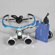Dental Binocular Loupes 3.5X 420mm Glasses + LED Head Light headlight blue