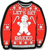 [Stinking Patch Co.] Let's Get Baked Gingerbread Man Ugly Sweater PVC Rubber Tactical Patch | Christmas Hook and Loop Patch