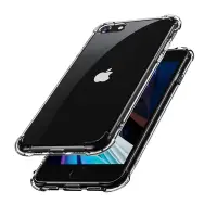 在飛比找Yahoo奇摩購物中心優惠-iPhone SE2020 透明黑四角防摔空壓氣囊手機保護殼