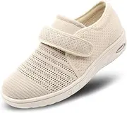 [MEJORMEN] Womens Diabetic Walking Shoes Breathable Mesh Adjustable Outdoor Sneakers Recovery Easy On Off Strap Slip-On Slippers Comfort for Elderly Swollen Feet, Edema, Foot Pain
