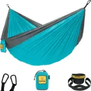 ITOPFOX Portable Hammock Bed 108"x78" Single Layer Camping Hammock Blue+Grey