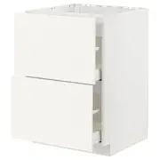 METOD / MAXIMERA base cab f hob/2 fronts/2 drawers, white/Vallstena white, 60x60x80 cm