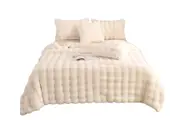 Super Soft Faux Fur Throw Blanket Solid Double-Sided Fuzzy Shaggy Blanket For Sofa-White