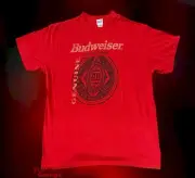 New Budweiser Beer Bud Red Junk Food Classic Logo Men's Vintage T-Shirt