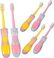 minkissy Pack Boys and Girls Toothbrushes Soft Bristles Toothbrush Head Cartoon Piggy Design Suction Base Ergonomic Handle Oral Care Tools for Toddlers Random