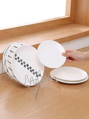 廚房不銹鋼碗碟置物架單層晾碟架盤子瀝水架子收納架瀝水架碗架