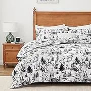 PPOLCA Quilt Sets Twin, 2-Piece Lightweight Reversible All Season White and Black Quilt Set, Bedspread Twin Size Quilt with 1 Sham