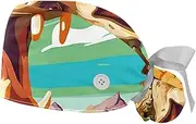 [YTYVAGT] 2-Pc,Gourd-Shaped Working Cap,Fisherman Hat with Buttons and Cotton Sweatband,Cartoon Funny Camel Desert