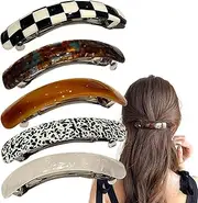 5Pcs French Design Hair Barrette Hair Clips For Women Hair Slides For Women Elegant Elliptical Arc Hair Pins Headwear Styling Tool For Girls Women 9.5x2x2cm