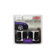 SAAS Wheel Nuts Flat Head Bulge 1/2" Black Finish 40mm Length - in a Pack of 5